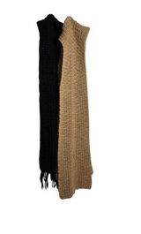 2 pc 8ft Long hand knit black & Creme brown scarf Photo 0