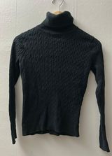 Talbots  Pima Cotton Sweater Black Cable Knit Photo 0