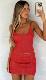 White Fox Boutique My Little Secret Sequin Knit Mini Skirt Red Photo 0