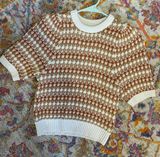 Universal Thread Orange Red Patterned Top Photo 0