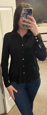 Calvin Klein Black Button Up Blouse Photo 0