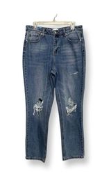 Abound Womens Straight Leg Jeans Blue Distressed Dark Wash Cotton Denim 32 New Photo 0