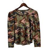 Veronica Beard  Porter Puff Sleeve Camo Tee Size L Photo 0