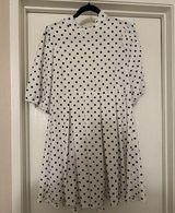 NWOT Francesca’s Mi Ami Babydoll Dress White and Black Polka Dot L Photo 0