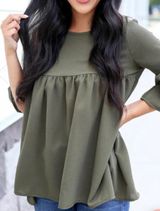 Red Lolly Olive Green Babydoll Top Photo 0