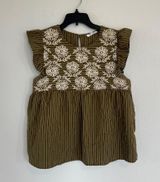 THML Floral Embroidered Blouse Size Large  Photo 0