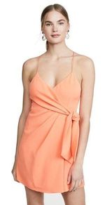 Alice + Olivia Katie Tie Wrap Mini Dress in Coral Orange Size 10 Sleeveless Photo 0