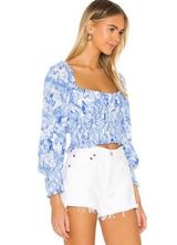 Faithfull the Brand Tie Dye Blue Top Photo 0