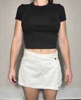ZARA  White Denim Wrap Skort Size Medium Photo 0