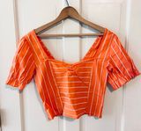 True Destiny NWT orange white striped Latin festival crop top Photo 0
