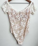 Victoria’s Secret bodysuit eyelet cream short sleeve floral romantic cottage L Photo 0