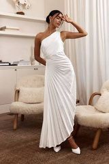 NWT Brooklyn one-shoulder accordion pleat dress white Photo 0