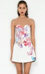 Keepsake Hearts On Fire Mini Dress Strapless Floral Cocktail Party Dress Medium Photo 0