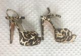 Alice + Olivia Leopard Print Fabric Stiletto Platform Sandals Size 37 Photo 0