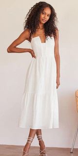 Simplicity and Sweetness White Sleeveless Tiered Midi Dress Photo 0