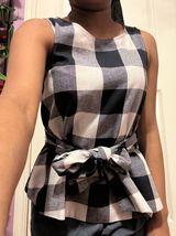 SheIn Checkered Peplum Top Photo 0