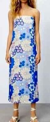 Floral Satin Midi Dress Photo 0