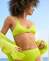 Aerie Crinkle Voop Binding Bikini Top in Lime Slush M NWT Photo 0