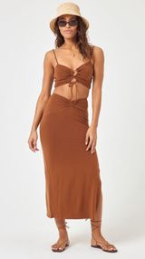 Brown Maxi Skirt Small Photo 0