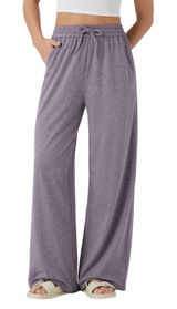 Halara Wide Leg Pants Womens L Purple Drawstring Pocket High Waisted Casual Photo 0