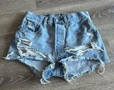 Levi’s 501 High Waist Button Fly distressed Jean Shorts Size 26 Photo 0