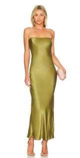 X Revolve Angel Strapless Midi Dress Olive Photo 0