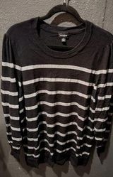 Women’s Torrid Black Grey Striped Crew Neck Sweater Size 2X Photo 0