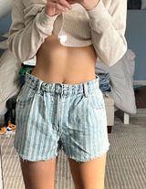 Striped Denim Shorts Photo 0