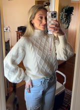 Abercrombie & Fitch White Turtleneck Sweater Photo 0