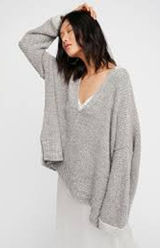 FREE PEOPLE Take Me Over Chunky Oversize Sweater Gray Size XS / S Slouchy Photo 0