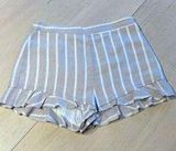 After Market STRIPE LINEN BLEND RUFFLE TRIM SHORTS WOMENS SIZE M Photo 0