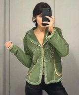 Vintage Y2K Linen Bead Embroidered Jacket Photo 0