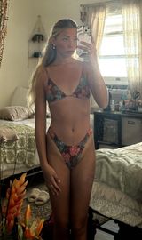 Brown Florals Bikini Set Size XS Photo 0