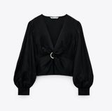 ZARA Ring Trim Satin Effect Top, Size XS Photo 0