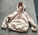 Cream and Pink Puffer Jacket with Hood and Elasticated Cuffs Photo 0