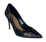 ALDO Stiletto 4” High Heels Black Purple Silver Metallic Floral Women’s Size 7M Photo 0