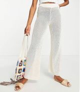 ASOS Miss Selfridge crochet pants in cream Photo 0