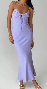 Emily maxi dress silky satin lavender purple Photo 0