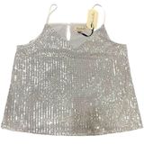 Vine & Love Silver Sequin Sleeveless Party Night Out Tank Top Size Medium NWT Photo 0