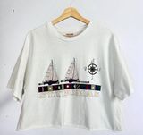 Vintage 90s St. Thomas Short Sleeve Graphic Cropped White T-Shirt Large Photo 0