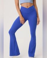 OFFLINE By Aerie Real Me High Waisted Crossover Flare Legging Blue Size … Photo 0