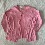 Pastel Pink Ribbed Knit Cardigan Sweater Size M Photo 0