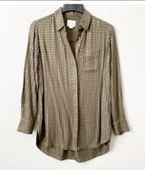 Anthropologie Maeve Green Full Sequin Button Front Shirt Sz XS Photo 0