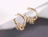 14K Gold Plated Three Rings Small Hoop Earrings for Women Photo 0