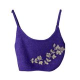 Zara Women's Medium Knit Purple Sweater Crop Tank Beaded Floral Boho Y2K 90s Photo 0