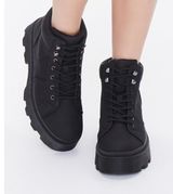 Forever 21 Black Lace Up Platform Booties Photo 0