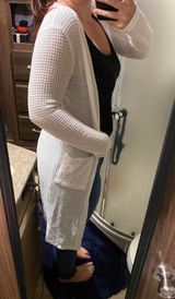 Boutique White Waffle Cardigan Photo 0