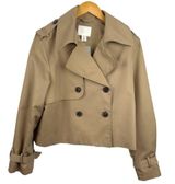 New H&M Trench Look Jacket Coat Crop Double Breasted Short Womens Size Medium Photo 0