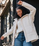 GAP Women’s Oversized Cream Puffer Vest Photo 0