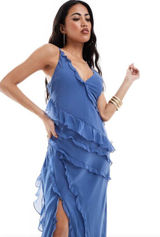 Abercrombie Powder Blue Ruffle Maxi Dress Photo 0